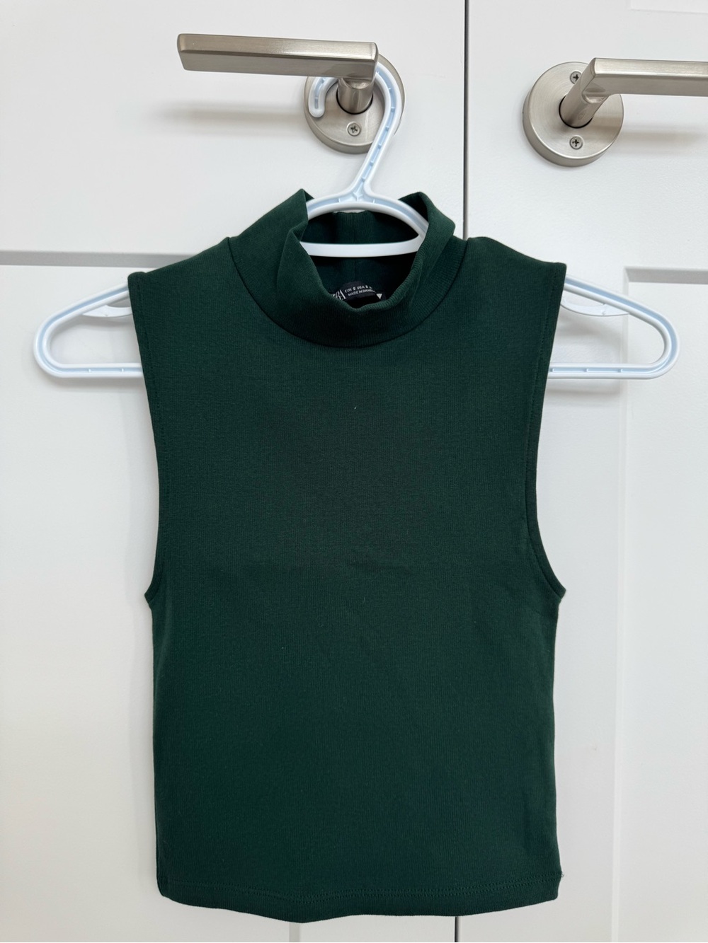 Zara Sleeveless Mock Neck Tank - Forest Green